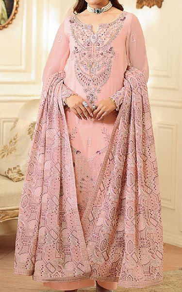 Ramsha Pink Chiffon Suit | Pakistani Embroidered Chiffon Dresses USA- Image 1