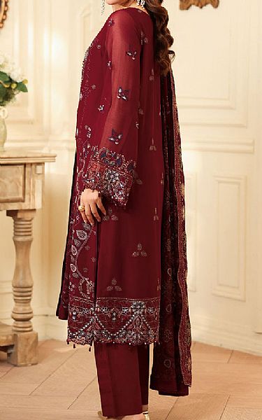 Ramsha Maroon Chiffon Suit | Pakistani Embroidered Chiffon Dresses USA- Image 2