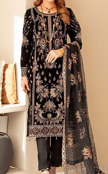 Black Velvet Suit | Ramsha Pakistani Winter Dresses