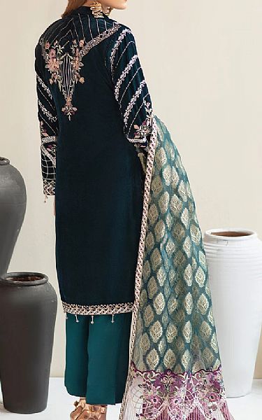 Ramsha Teal Velvet Suit | Pakistani Dresses in USA- Image 2