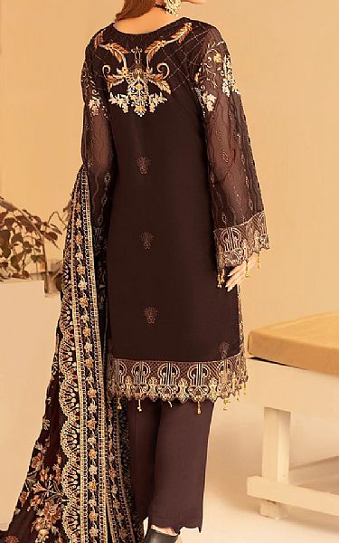 Dark Brown Net Suit | Ramsha Pakistani Chiffon Dresses