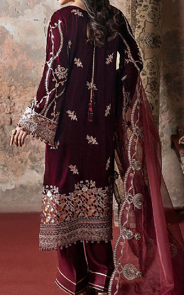 Ramsha Plum Velvet Suit | Pakistani Winter Dresses in USA- Image 2