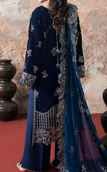 Ramsha Blue Velvet Suit | Pakistani Winter Dresses in USA- Image 2