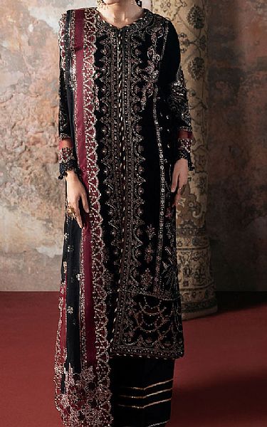 Ramsha Black Velvet Suit | Pakistani Winter Dresses in USA- Image 1