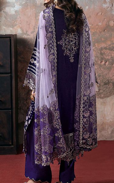 Ramsha Indigo Velvet Suit | Pakistani Winter Dresses in USA- Image 2