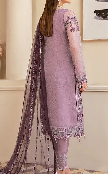 Ramsha Mauve Organza Suit | Pakistani Embroidered Chiffon Dresses- Image 2