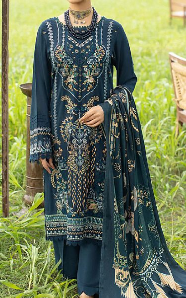 Ramsha Teal Blue Karandi Suit | Pakistani Dresses in USA- Image 1