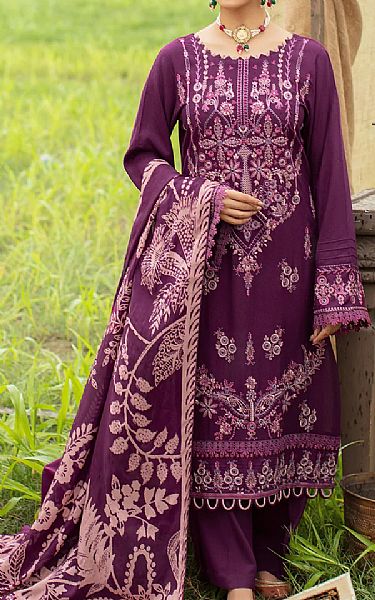 Ramsha Plum Karandi Suit | Pakistani Dresses in USA- Image 1