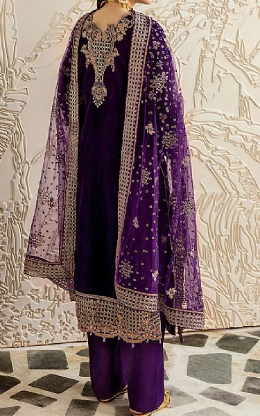 Ramsha Indigo Velvet Suit | Pakistani Winter Dresses in USA- Image 2