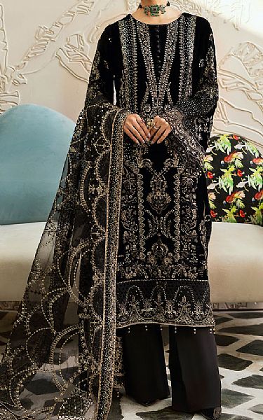 Ramsha Black Velvet Suit | Pakistani Winter Dresses in USA- Image 1