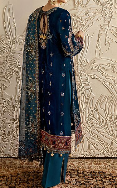 Ramsha Teal Velvet Suit | Pakistani Winter Dresses in USA- Image 2