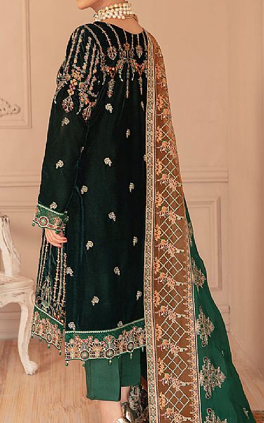 Ramsha Green Velvet Suit | Pakistani Winter Dresses- Image 2