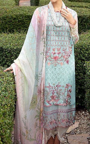 Ramsha Pale Aqua Lawn Suit | Pakistani Lawn Suits- Image 1