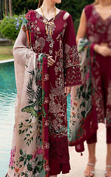 Ramsha Maroon Lawn Suit | Pakistani Lawn Suits- Image 1