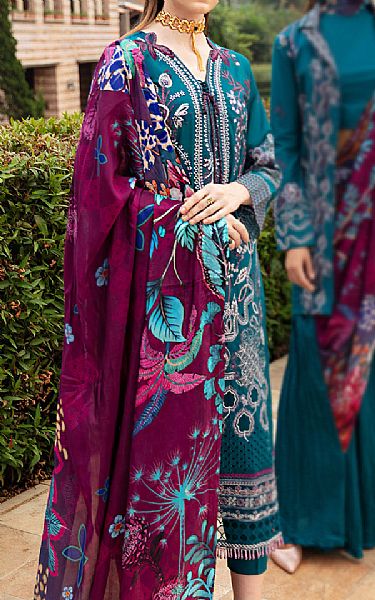 Ramsha Teal Lawn Suit | Pakistani Lawn Suits- Image 1