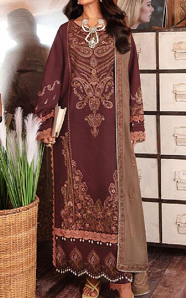 Rang Rasiya Wine Red Khaddar Suit | Pakistani Winter Dresses- Image 1