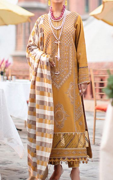 Rang Rasiya Mustard Linen Suit | Pakistani Winter Dresses- Image 1