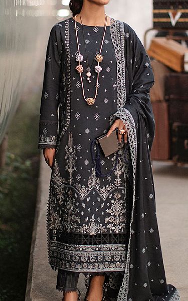 Rang Rasiya Charcoal Linen Suit | Pakistani Winter Dresses- Image 1