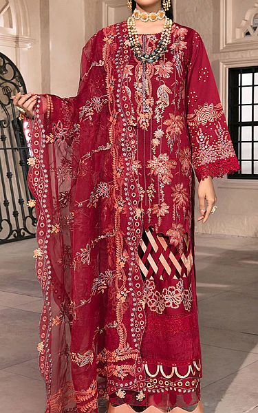 Rang Rasiya Crimson Lawn Suit | Pakistani Dresses in USA- Image 1