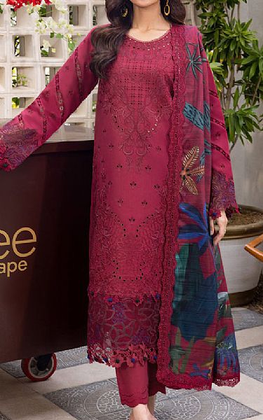Rang Rasiya Deep Carmine Lawn Suit | Pakistani Lawn Dress in USA- Image 1