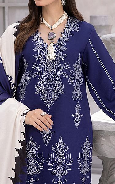 Rang Rasiya Navy Blue Linen Suit | Pakistani Winter Dresses- Image 2