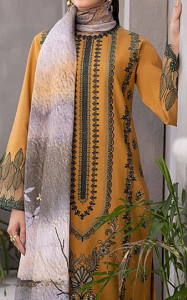 Rang Rasiya Mustard Linen Suit | Pakistani Winter Dresses- Image 2