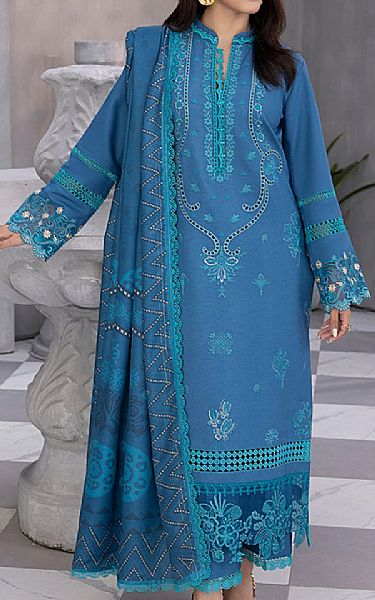 Rang Rasiya Light Blue Linen Suit | Pakistani Winter Dresses- Image 1