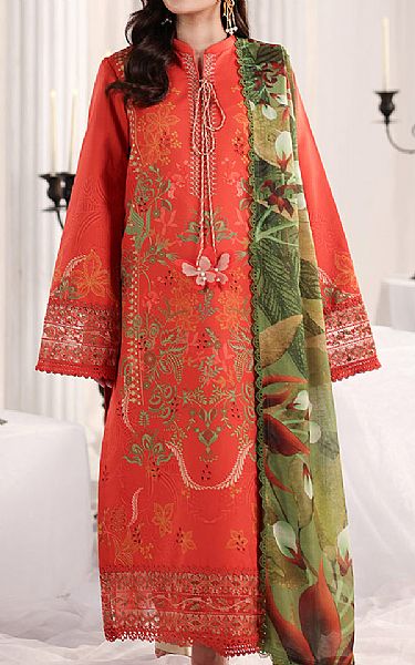 Rang Rasiya Portland Orange Lawn Suit | Pakistani Lawn Dress in USA- Image 1