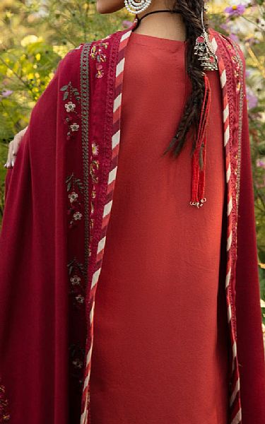 Rang Rasiya Dark Pastel Red Karandi Suit | Pakistani Winter Dresses- Image 2