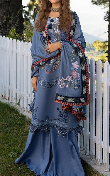 Rang Rasiya Blue Grey Khaddar Suit | Pakistani Winter Dresses- Image 1