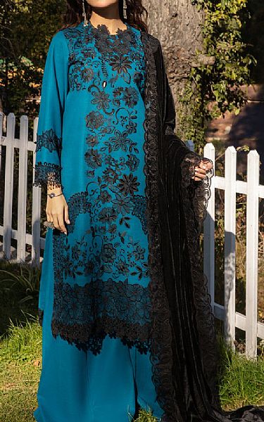 Rang Rasiya Teal Blue Khaddar Suit | Pakistani Winter Dresses- Image 1
