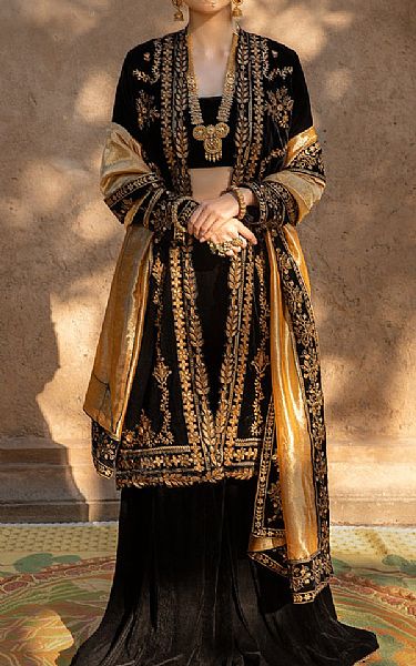 Rang Rasiya Black Velvet Suit | Pakistani Winter Dresses- Image 1