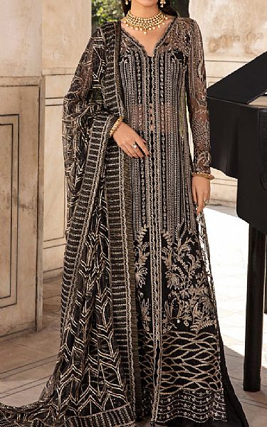 Rang Rasiya Black Net Suit | Pakistani Embroidered Chiffon Dresses- Image 1