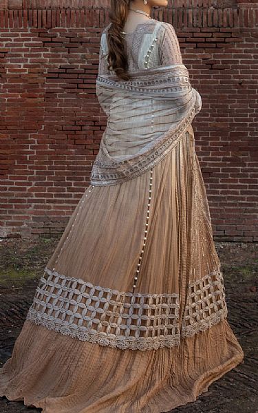 Rang Rasiya off White/Skin Net Suit | Pakistani Embroidered Chiffon Dresses- Image 2
