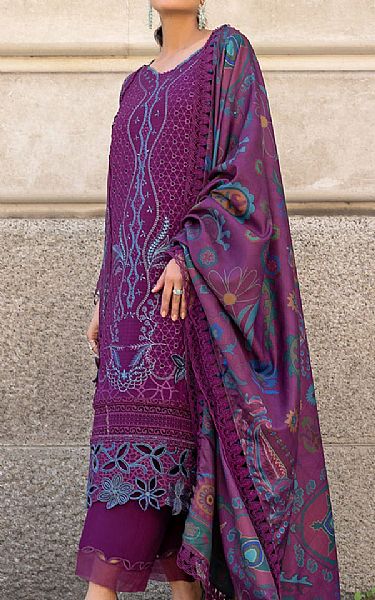 Rang Rasiya Grape Purple Linen Suit | Pakistani Winter Dresses in USA- Image 2
