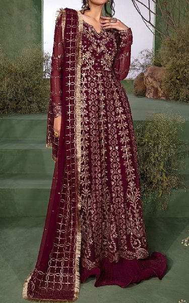 Rang Rasiya Maroon Chiffon Suit | Pakistani Embroidered Chiffon Dresses USA- Image 1