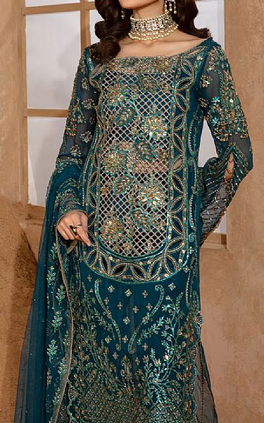 Rang Rasiya Teal Chiffon Suit | Pakistani Embroidered Chiffon Dresses USA- Image 3