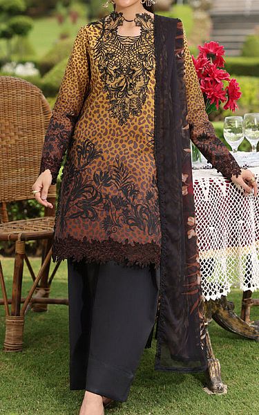 Rang Rasiya Mustard/Black Lawn Suit | Pakistani Lawn Dress in USA- Image 1