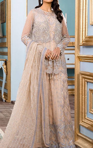 Reign Ivory Net Suit | Pakistani Embroidered Chiffon Dresses- Image 1