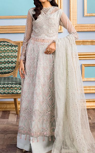 Reign White Net Suit | Pakistani Embroidered Chiffon Dresses- Image 1