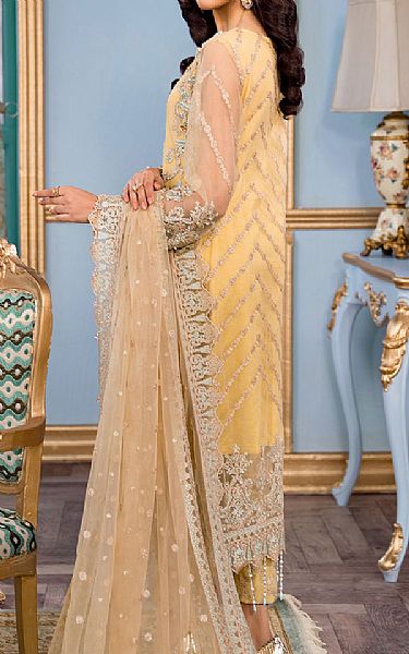 Reign Light Golden Net Suit | Pakistani Embroidered Chiffon Dresses- Image 2