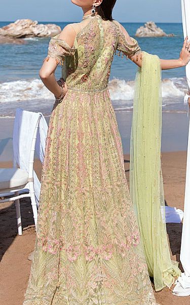 Reign Lime Green Net Suit | Pakistani Embroidered Chiffon Dresses- Image 2