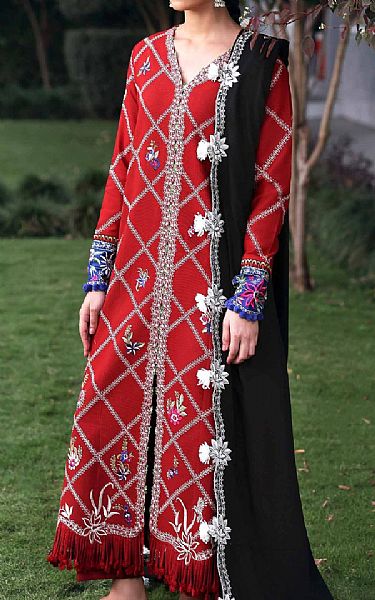Republic Persian Red Khaddar Suit | Pakistani Winter Dresses in USA- Image 2