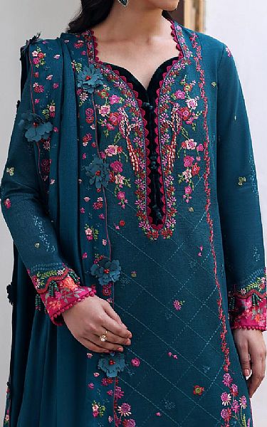 Republic Teal Blue Khaddar Suit | Pakistani Winter Dresses in USA- Image 2