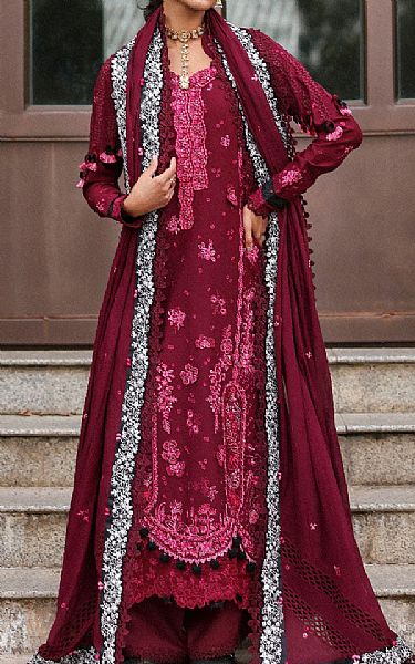 Republic Wine Red Lawn Suit | Pakistani Lawn Dress in USA- Image 1