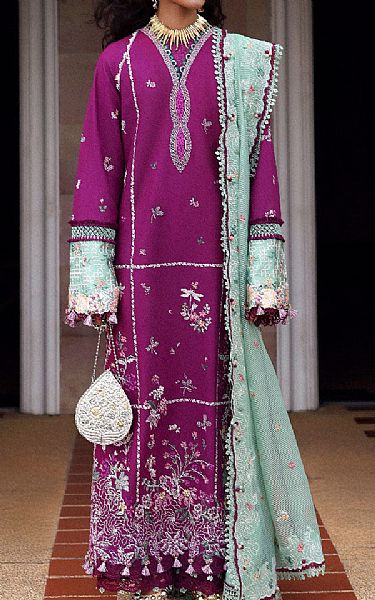 Republic Dark Raspberry Lawn Suit | Pakistani Lawn Dress in USA- Image 1