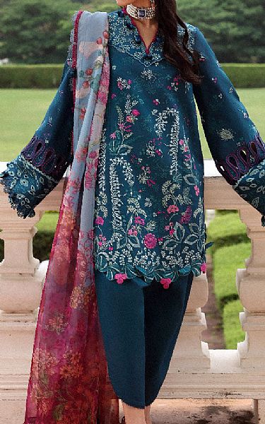 Republic Teal Blue Lawn Suit | Pakistani Lawn Dress in USA- Image 1