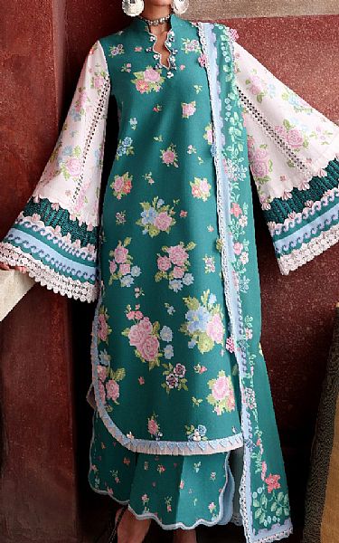 Republic Teal/Pale Pink Lawn Suit | Pakistani Lawn Dress in USA- Image 1