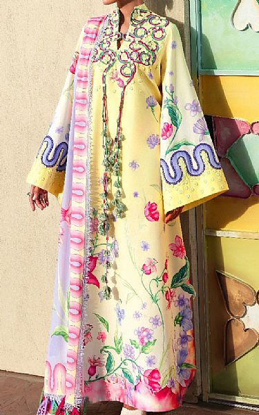 Republic Light Yellow Lawn Suit | Pakistani Lawn Dress in USA- Image 1