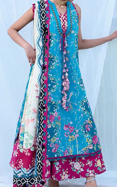 Republic Pacific Blue Lawn Suit | Pakistani Lawn Dress in USA- Image 1